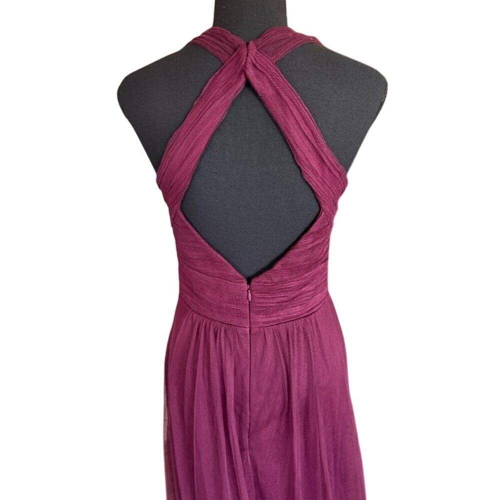 LEVKOFF Burgundy Chiffon Bridesmaid Dress Size 6 Formal Maxi - Picture 4 of 7